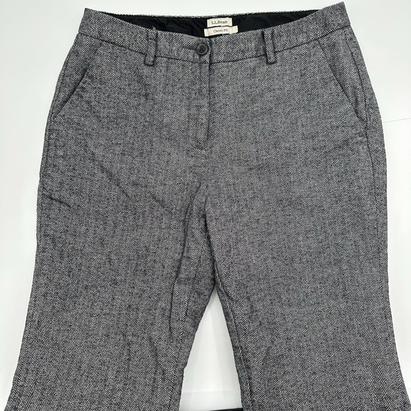 LL Bean Pants Womens 10P Gray Herringbone Lined Classic Fit Straight Leg Pockets - Picture 2 of 14